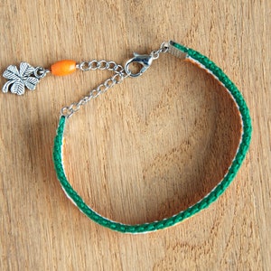 Irish flag bracelet, Irish four leaf clover friendship bracelet gift, Shamrock bracelet, Ireland flag gifts, Notre Dame football image 3