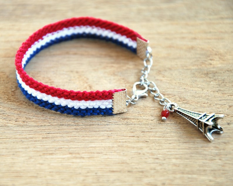 Vive la france Tour de France Tour Eiffel Friendship bracelet Paris theme party favors Eiffel Tower French Flag Bracelet Paris bracelet