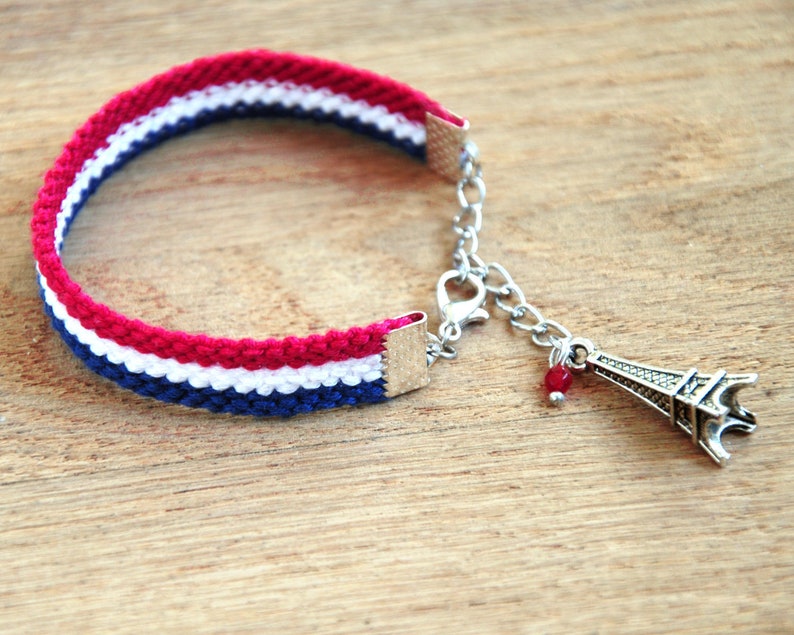 Vive la france Tour de France Tour Eiffel Friendship bracelet Paris theme party favors Eiffel Tower French Flag Bracelet Paris bracelet