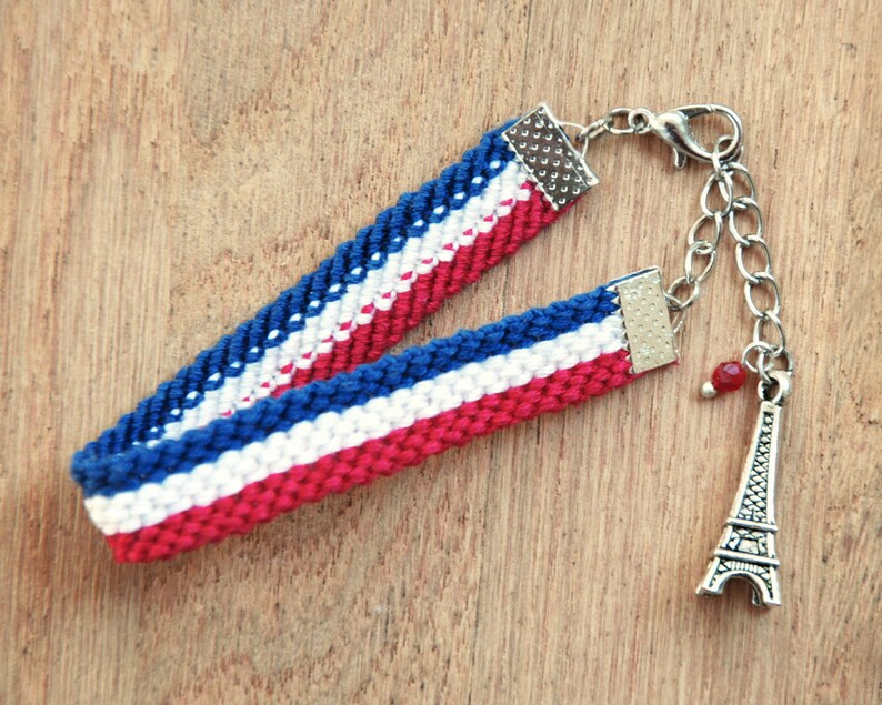 Vive la france Tour de France Tour Eiffel Friendship bracelet Paris theme party favors Eiffel Tower French Flag Bracelet Paris bracelet