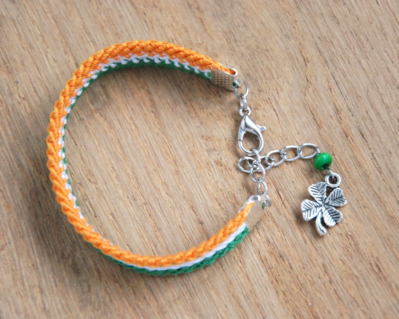 Irish Flag Bracelet Irish Four Leaf Clover Friendship Etsy