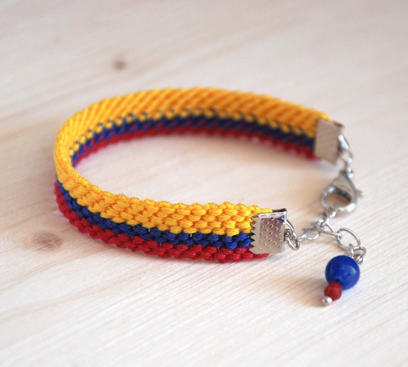 Colombian flag wayuu bracelet, Colombian jewelry, Friendship bracelet, Colombia bracelet, Country symbol, Colombian bracelet, Colombia flag image 3