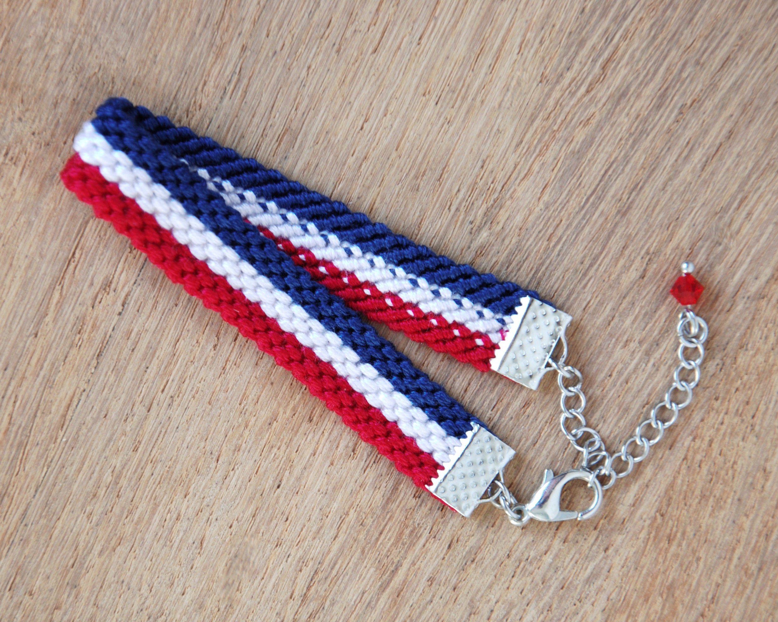 French Flag Bracelet, Paris Bracelet, Friendship Bracelet, Paris Theme Party Favors, Tour De