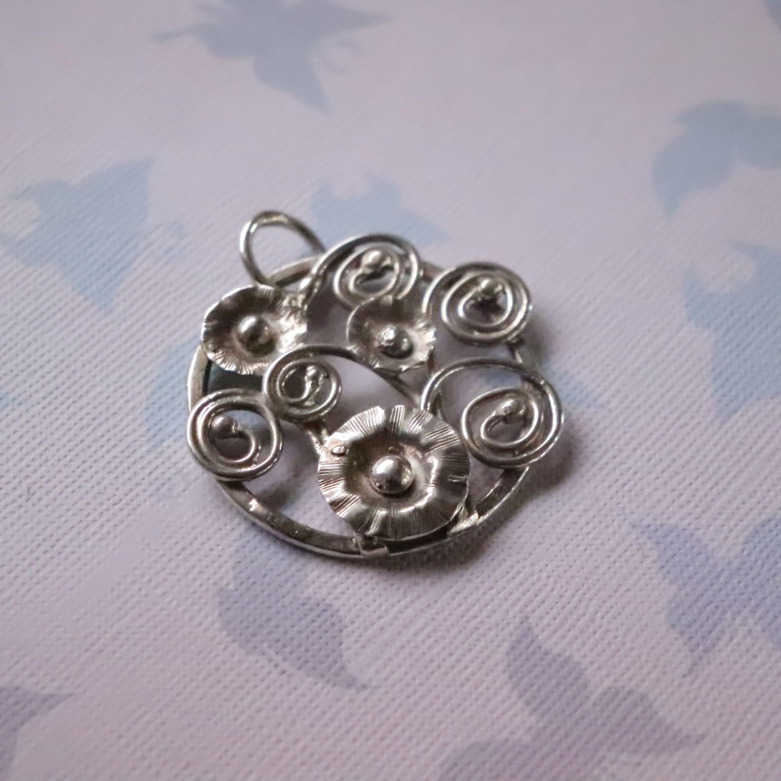 Garden Pendant Flower Pendant Artisan 925 Sterling Silver Etsy