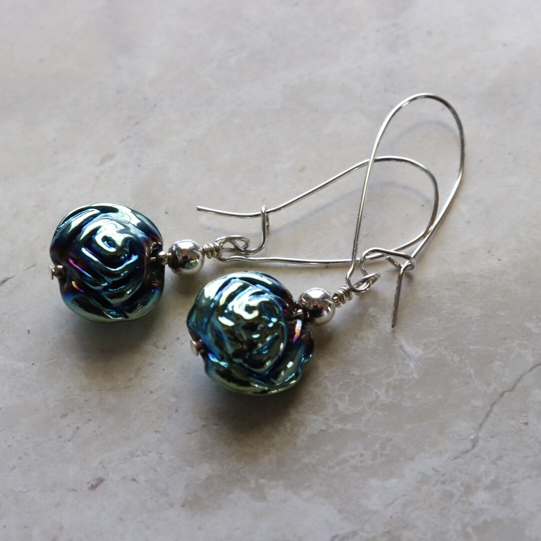 Rose Bud Earrings, 925 Sterling Silver Flower Earrings, Flower Jewelry