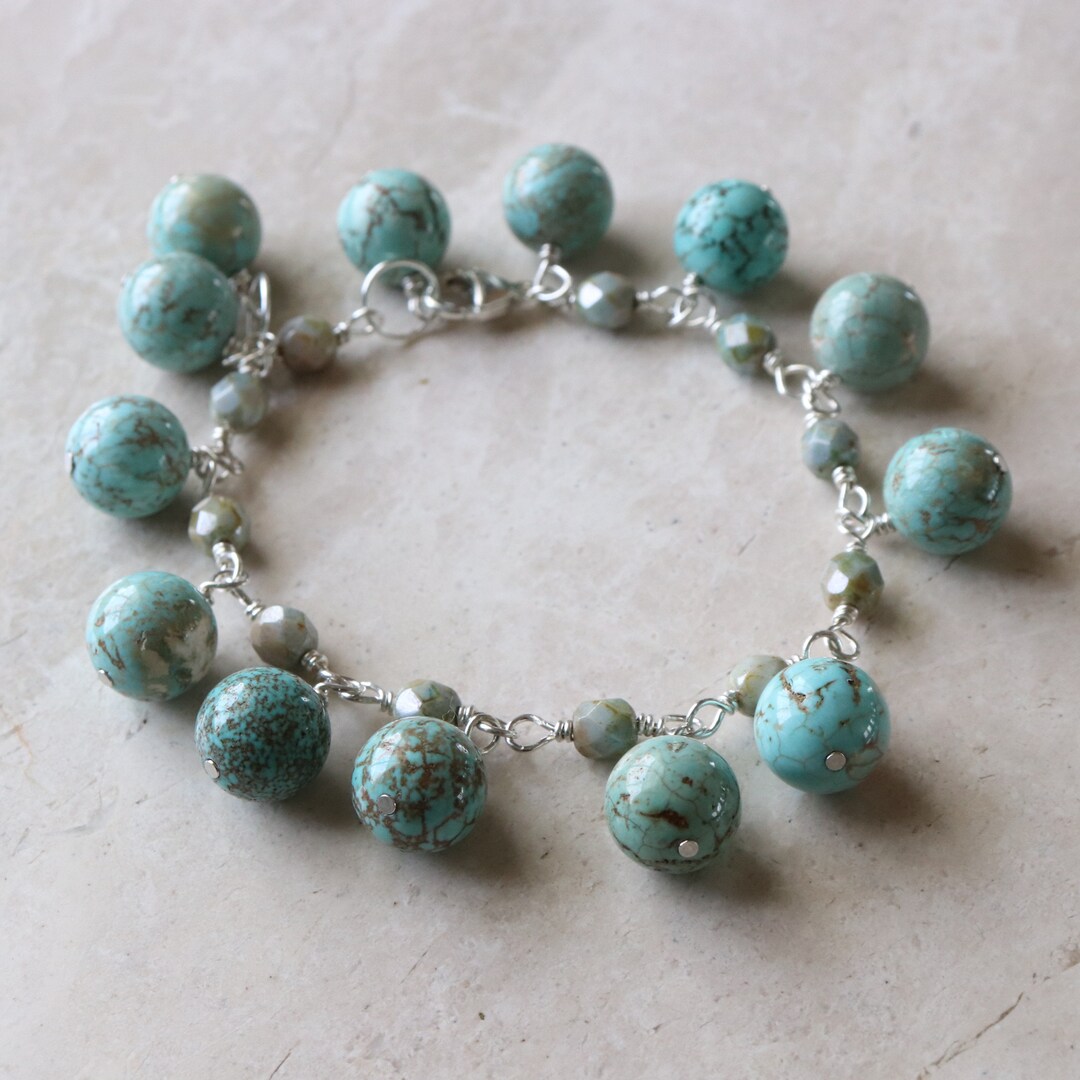 Bracelet été Femme Perles De Bois Bleu Turquoise 8mm - Sans Marque - Neuf Sans Boîte