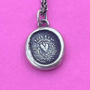 The greatest love of all.  Medieval Crowned heart with Laurel leaves wax letter seal. Sterling silver impression.