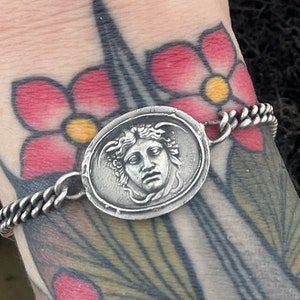 Rondanini Medusa Bracelet.  Sterling silver curb chain Bracelet. Handmade jewellery.