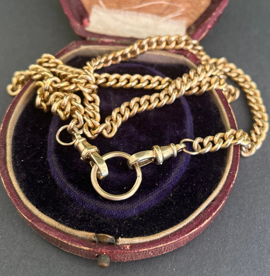 9 Carat Solid Yellow Gold Victorian Inspired, Albert Clasp Chain. 18 33 ...