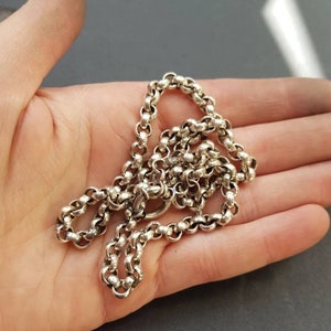 Heavy Silver Rolo Chain. Solid Silver Statement Chain. Luxe Victorian ...