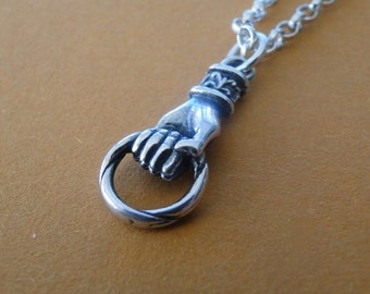 Silver hand, charm holder pendant. Victorian hand holder to hang your wax seal jewelry on.