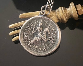 Braveheart… Robert the Bruce antique wax letter seal.  Large medallion, Be as fierce as a lion.