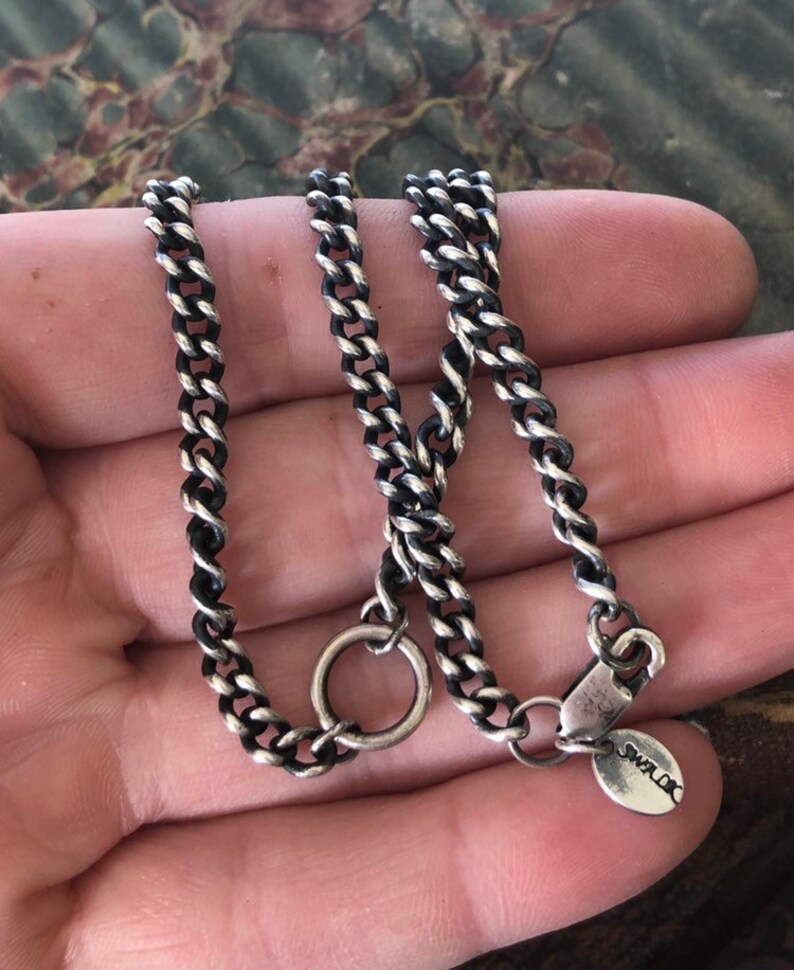 Sterling Silver Curb Chain. Large Loop to Hang Your Amulet Etsy