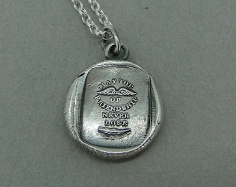 vriendschap, Rebus puzzel, antieke waszegel impressie, moge de vleugels van vriendschap...... 100% sterling zilver.
