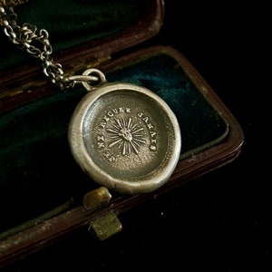 I never retreat..... let your light shine always!. Sterling silver antique wax letter seal pendant.  dating from the 18th century.