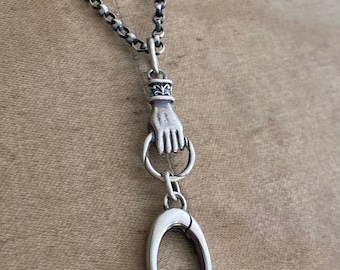 Sterling silver Victorian charm holder.  New improved design. Lovely to hang your treasures on. Sterling antique wax seal holder.