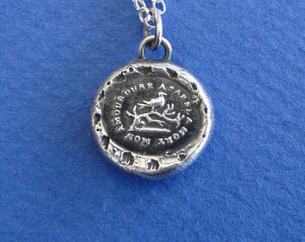 Everlasting love.... sterling silver romantic gift. Antique wax letter seal pendant. My love will endure.....