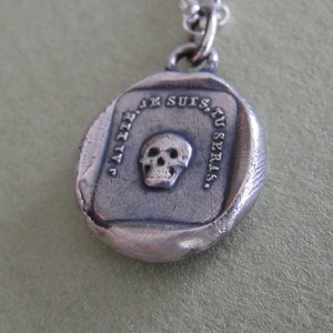 Skull Necklace Sterling Skull Wax Seal Pendant 'as You - Etsy