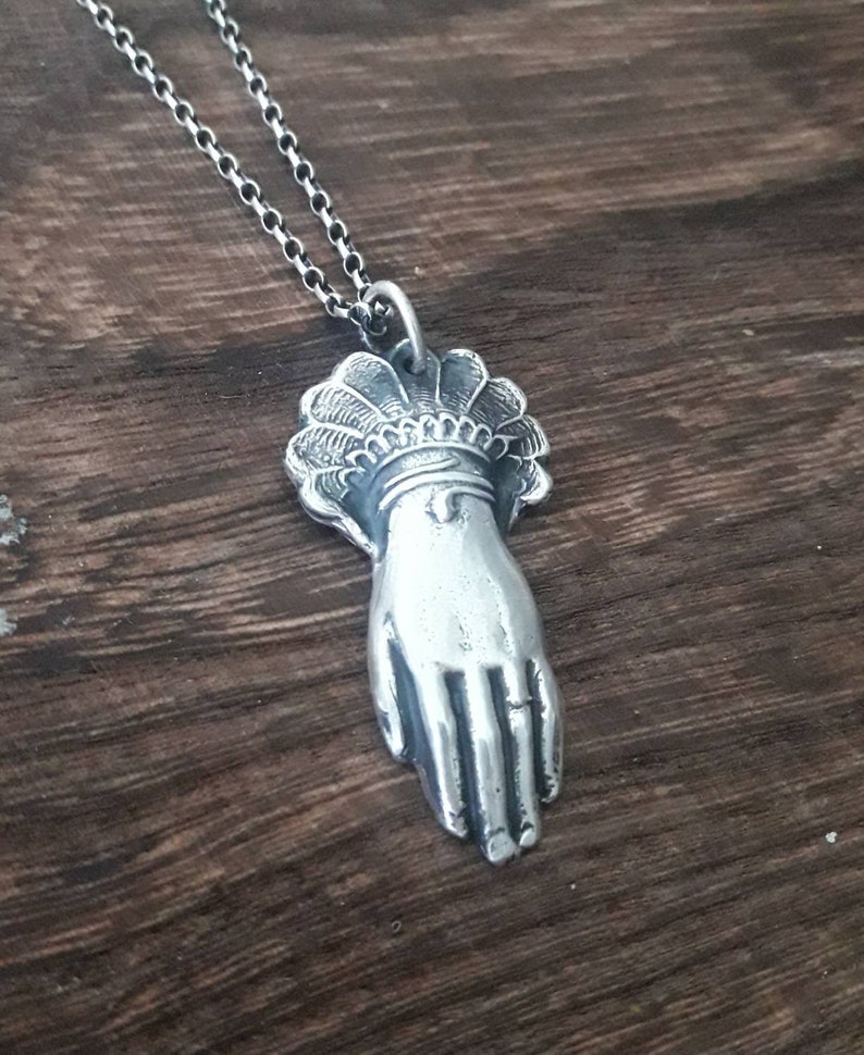 Sterling Victorian Hand Pendant Memento Mori Mourning Etsy