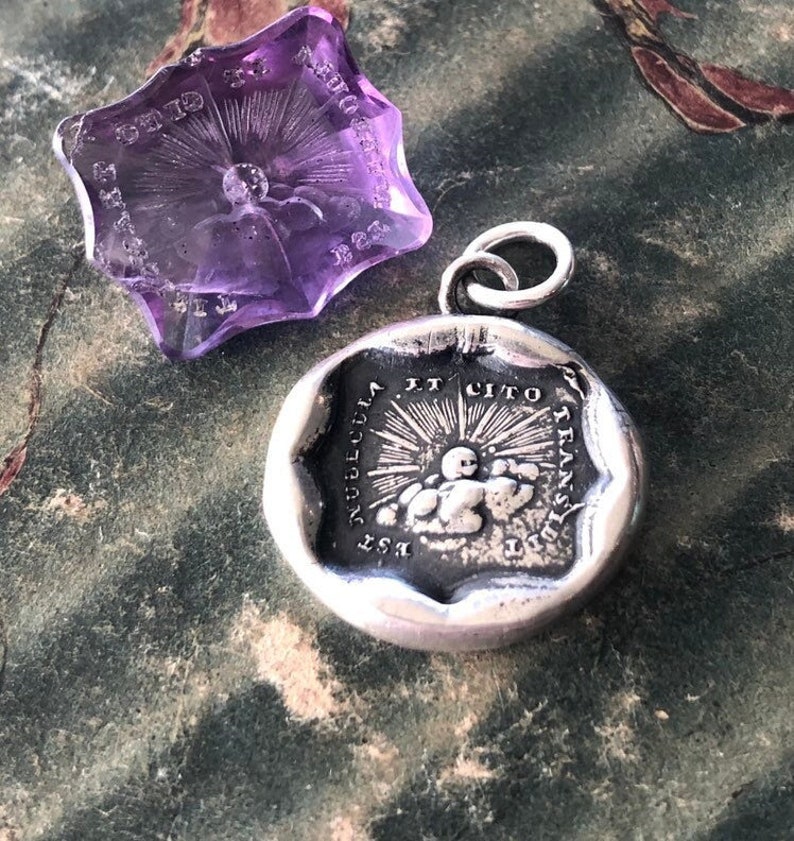 Storms pass and hard times don't last forever..... handmade, sterling, antique wax seal necklace.