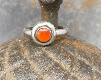 SWALK nugget ring with faceted carnelian.  Sterling silver handmade ring.  Made to order in your size.
