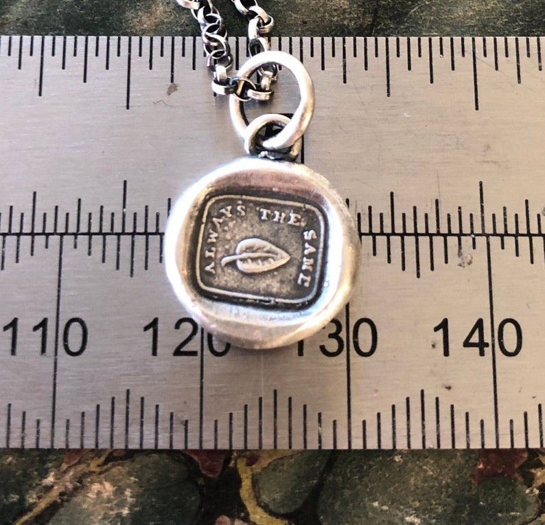 Always the same, Ivy leaf, fidelity, loyalty, steadfastness.  Sterling silver amulet, impression of an antique wax letter seal.