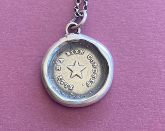 North Star necklace.  antique wax letter seal,  Elle m'a bien conduite. She guides me well. North Star, Polaris.