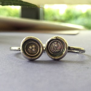 Pair of stacking rings.... Shamrock and Thistle, emblems of Ireland and Scotland. Sterling silver stackable rings.  Antique wax letter seal
