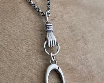 Sterling silver Victorian charm holder.  New improved design. Lovely to hang your treasures on. Sterling antique wax seal holder.