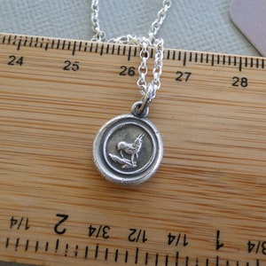 Wisdom and diplomacy. Goat or Ibex, antique wax seal impression, sterling silver