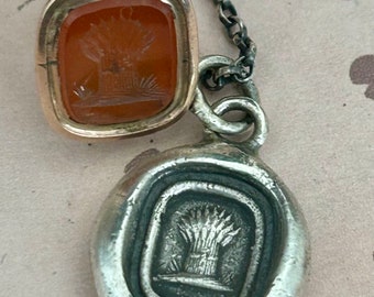 harvesting your dreams, Antique wax seal impression, pendant and chain 100% sterling silver.