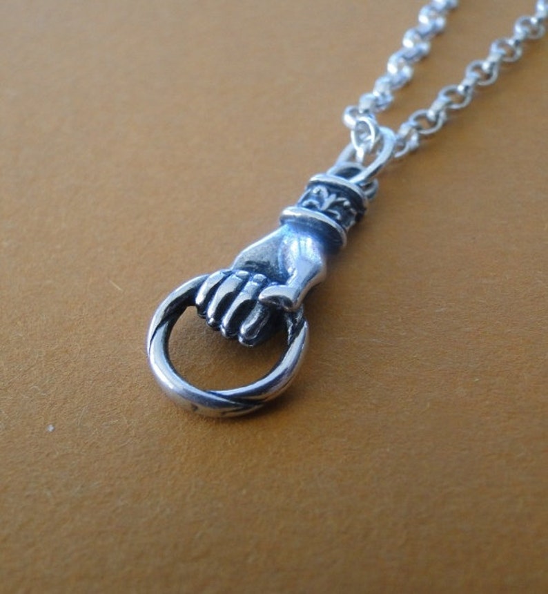 Silver hand charm holder pendant. Victorian hand holder to Etsy