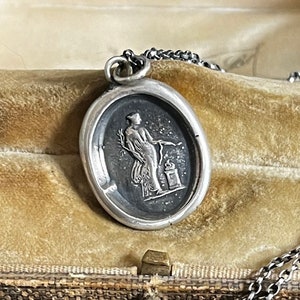 Goddess Hygieia, goddess of health, cleanliness hygiene and mental health. Sterling silver grand tour letter seal.