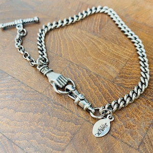Victorian inspired, sterling silver, curb chain bracelet.
