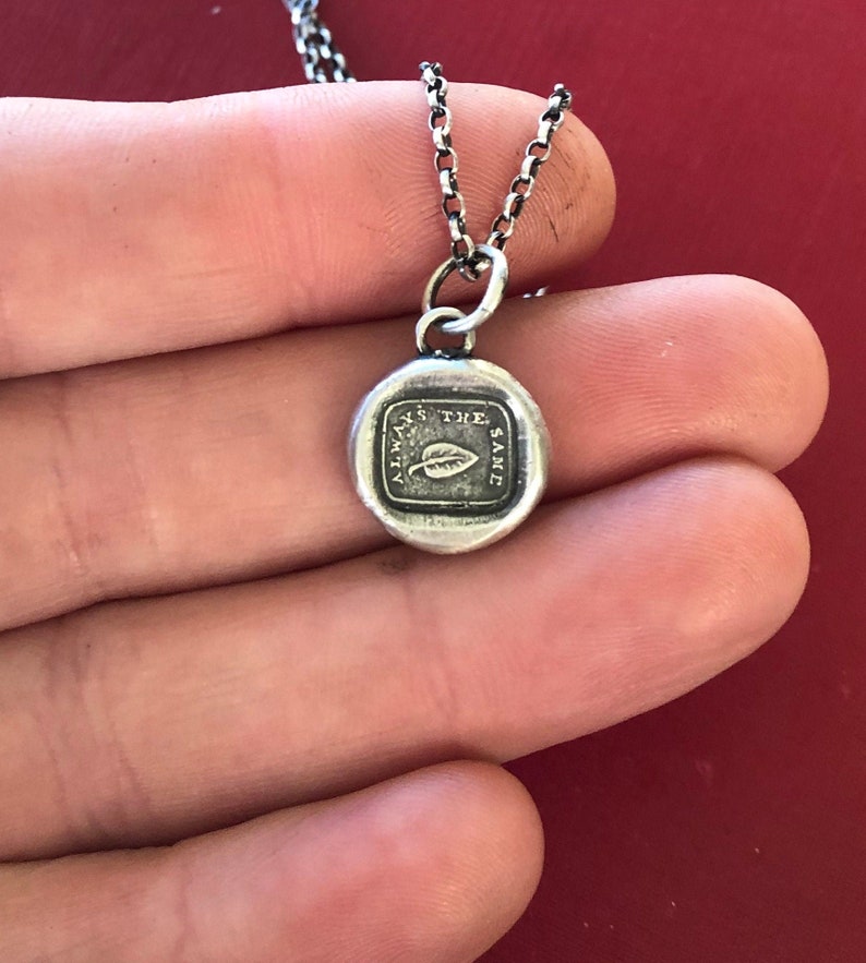 Always the same, Ivy leaf, fidelity, loyalty, steadfastness.  Sterling silver amulet, impression of an antique wax letter seal.