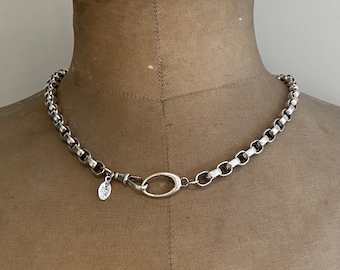 A super solid sterling silver chain.  With Albert clasp and charm holder. Heavy silver chain made to your size.