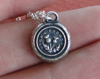 Thistle pendant, Dinna forget, antique wax seal pendant, thistle pendant, Scottish emblem.