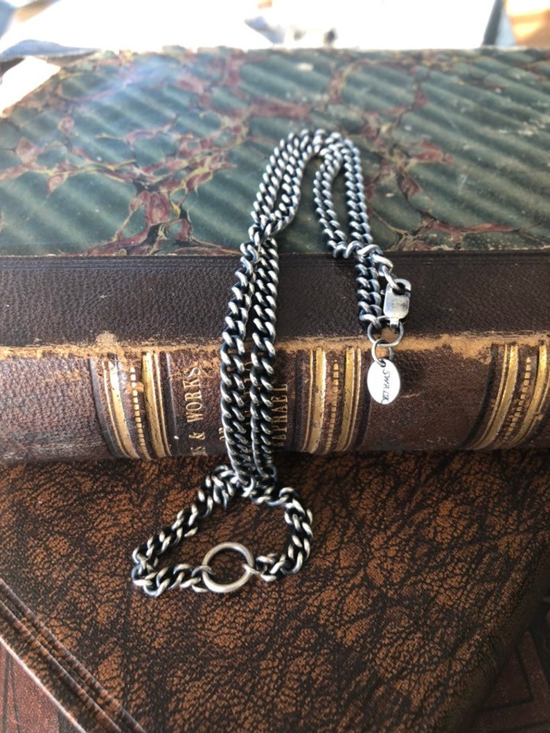 Sterling silver curb chain. Large loop to hang your amulet Etsy
