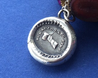 New Years Eve, For Auld Lang Syne. Lovely Sterling silver, antique wax letter seal pendant. New Years Eve amulet