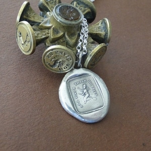 Antique wax seal Witch pendant. -  All have their hobbies.  Antique wax letter seal. victorian gothic pendant, halloween theme.