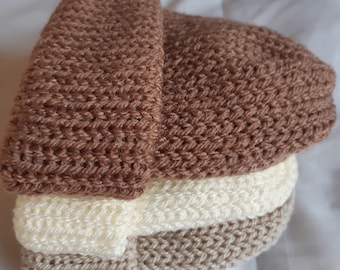 Handmade Knitted Baby Beanie: Soft Acrylic, Reversible Brim
