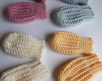 Baby Mittens hand crocheted in baby merino wool.