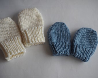 Merino wool knitted baby mittens, baby scratch mittens, baby gloves, thumbless unisex baby mittens, unisex baby gloves, baby shower gift