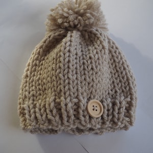 Mustard Hand knitted personalised baby hat