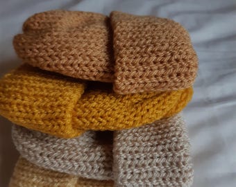 Handmade Knitted Baby Beanie: Double Thick Football Colors