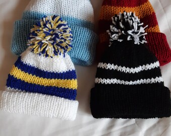 Knitted baby football team hat, hand knitted baby hat, knitted baby beanie, baby shower gift, knitted baby hat, newborn hat, baby gift.