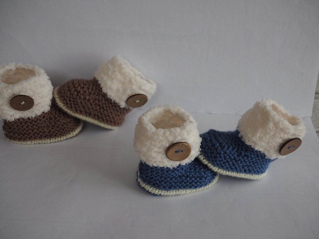 Knitted Baby Booties Baby Boy Baby Fur Booties Baby Etsy