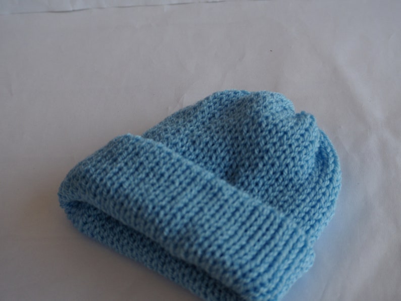 Handmade Knitted Baby Beanie: Soft Acrylic Newborn Hat baby blue