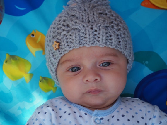 Mustard Hand knitted personalised baby hat