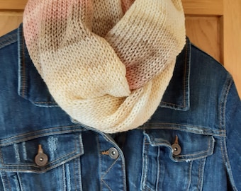 Knitted Infinity Scarf, Purple Jade Wool Cowl, Snood Neck Warmer